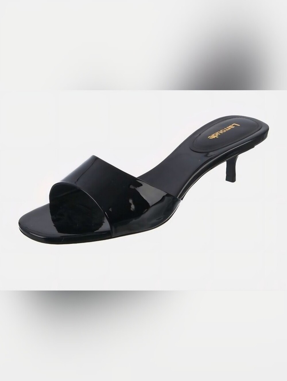 Larroudé Greta Black Patent Leather Kitten Heel Mules | Size 7 | NWT - Picture 3 of 11